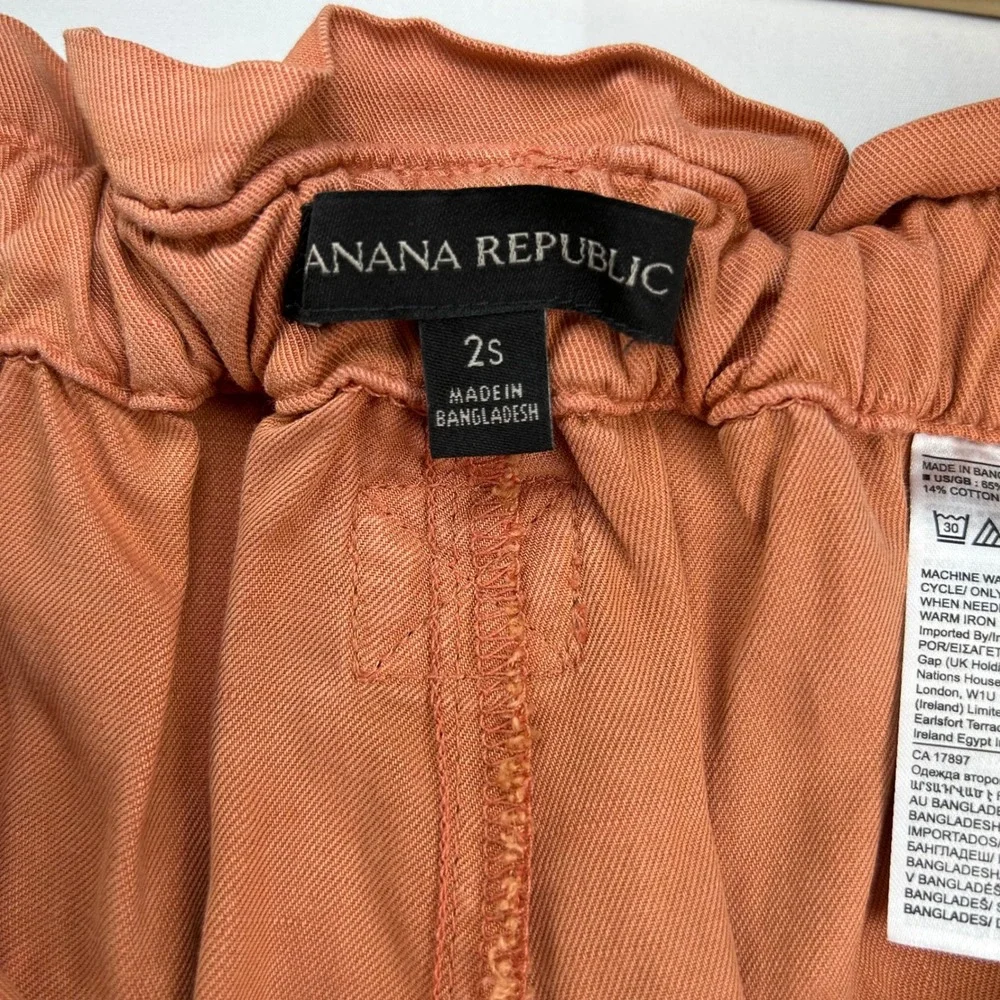 Banana Republic Tie Waist Slim Pants Pink Sand Dune Lyocell Linen 2S